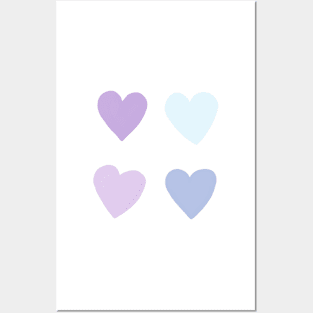 Blue&purple hearts Posters and Art